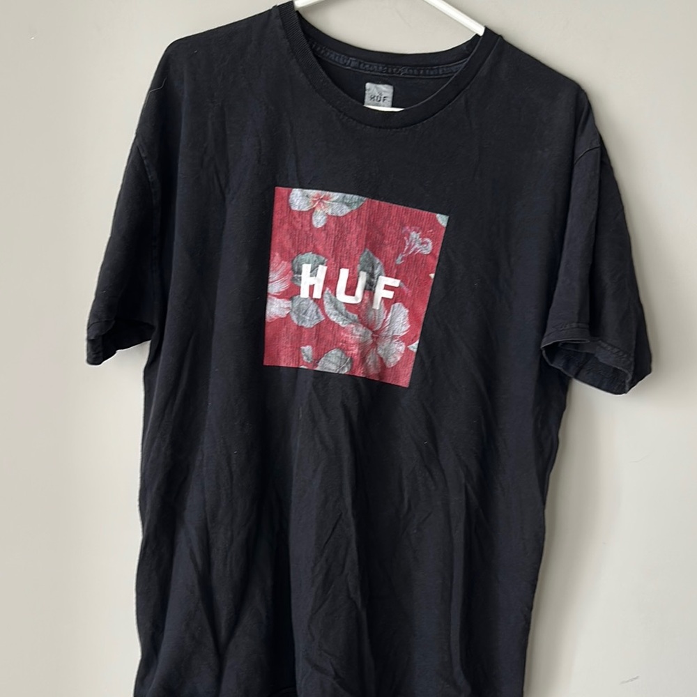 HUF Black Short Sleeve Tee with Bold Graphic